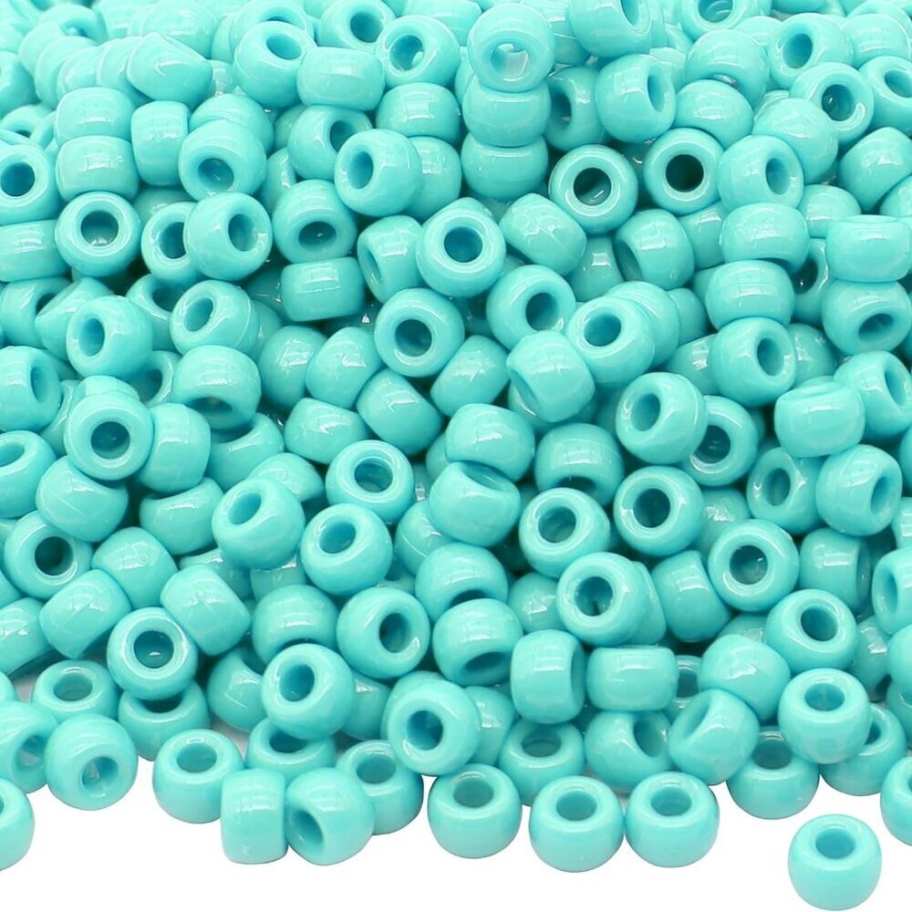 1000Pcs Bracelet 9mm Turquoise Plastic Barrel for Necklace,Hair Beads for Braids